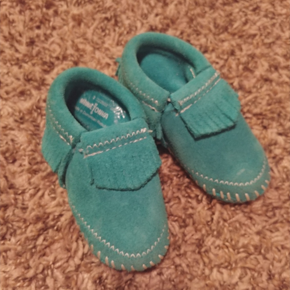 Minnetonka leather moccasins for toddler